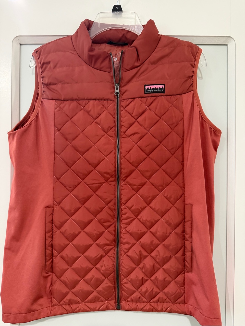 Simply Southern Quilted Sleeveless Puff Vest Jacket -pink women’s large